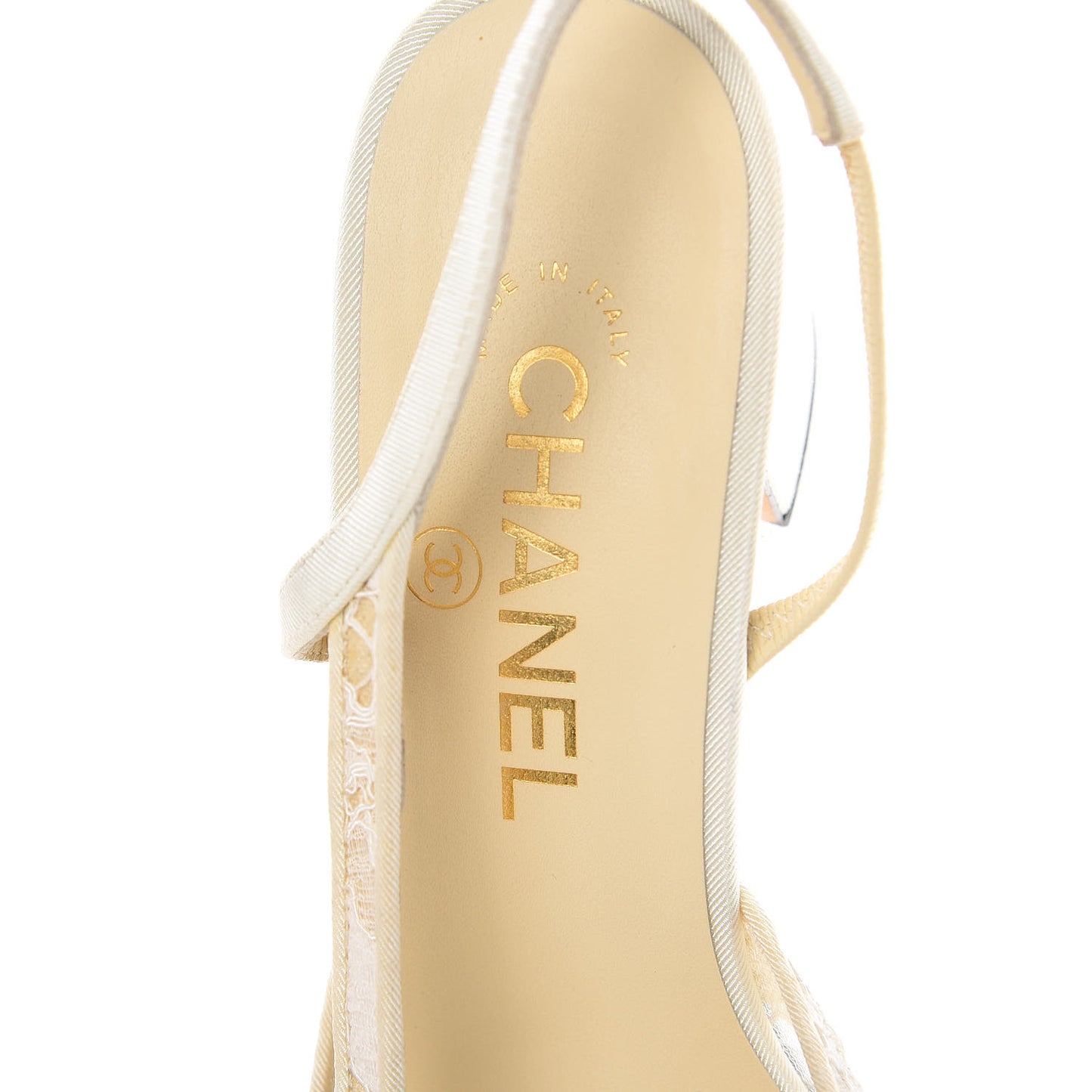 Lace Grosgrain Cap Toe CC Slingback Pumps 37.5 White Black