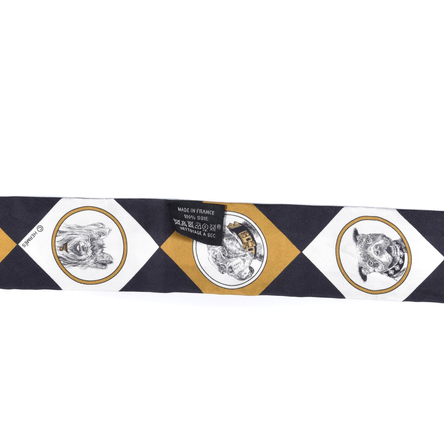 Hermes Silk Colliers Et Chiens Twilly Black Gold White 2 of 4