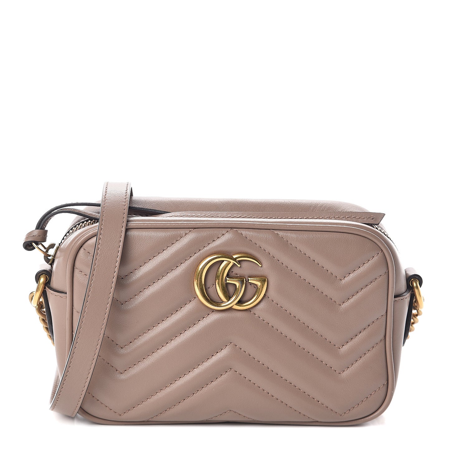 Calfskin Matelasse Mini GG Marmont Chain Shoulder Bag Porcelain Rose