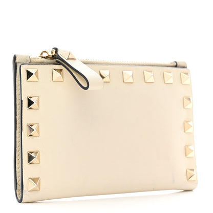 Valentino Garavani Calfskin Rockstud Card Holder with Zipper Ivory 3 of 10