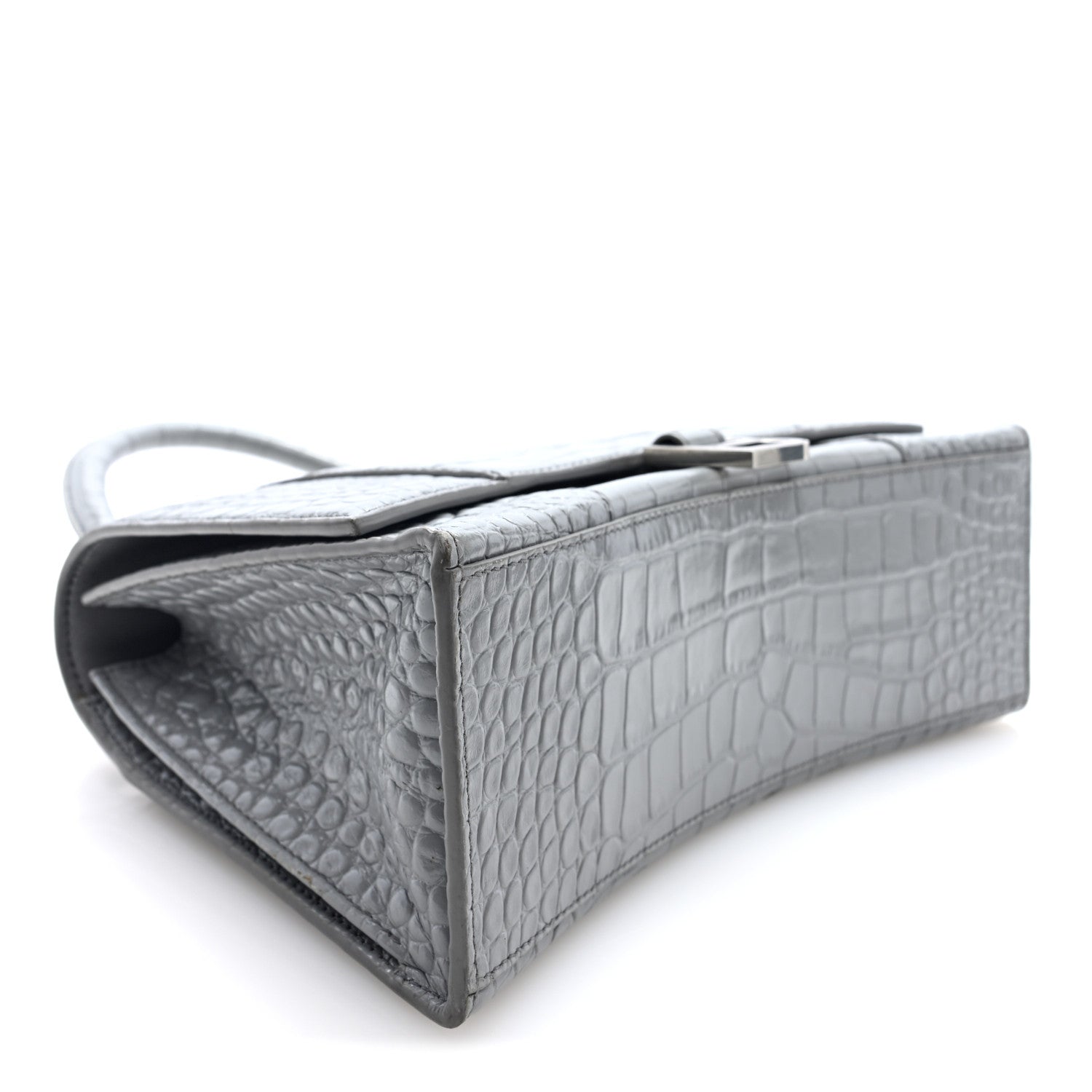 Balenciaga Shiny Calfskin Crocodile Embossed Medium Hourglass Top Handle Bag Balenciaga Grey 4 of 9