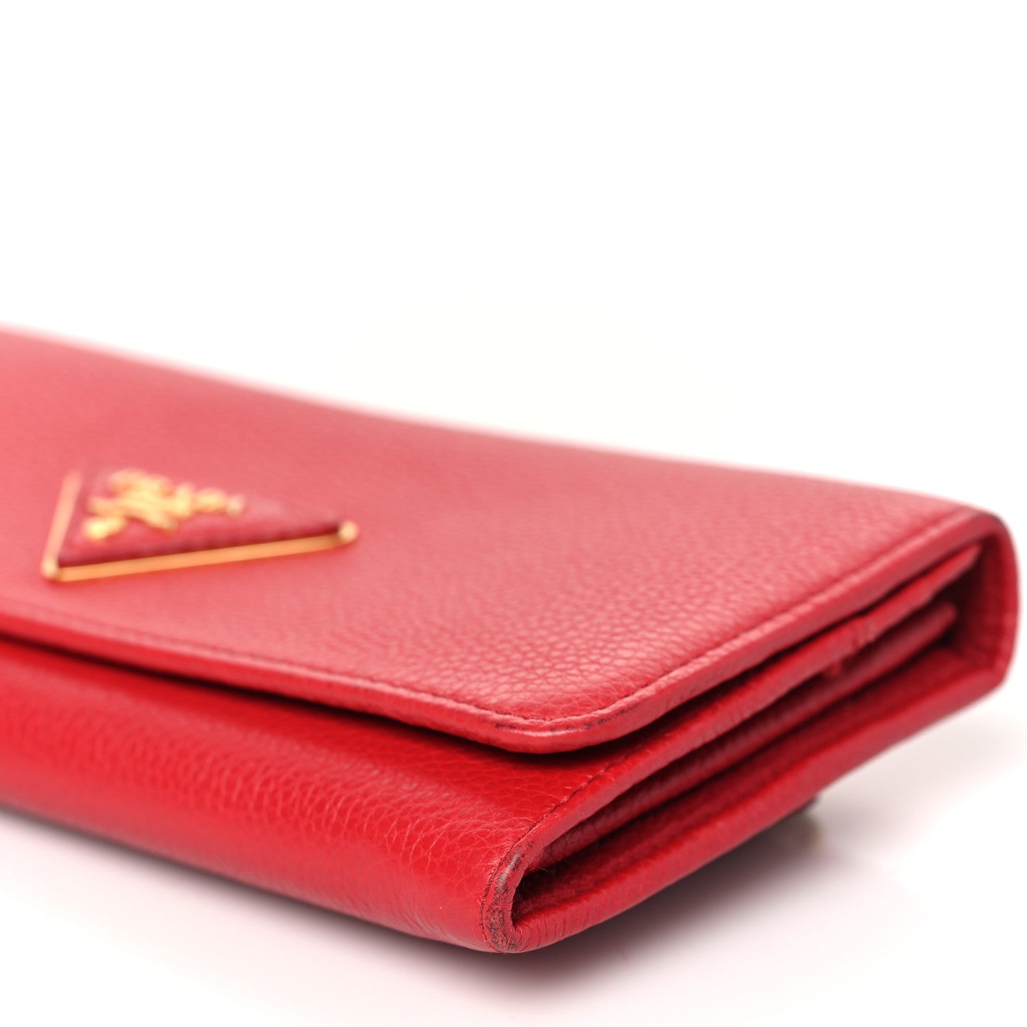 Prada Vitello Daino Continental Flap Wallet Fuoco 10 of 12