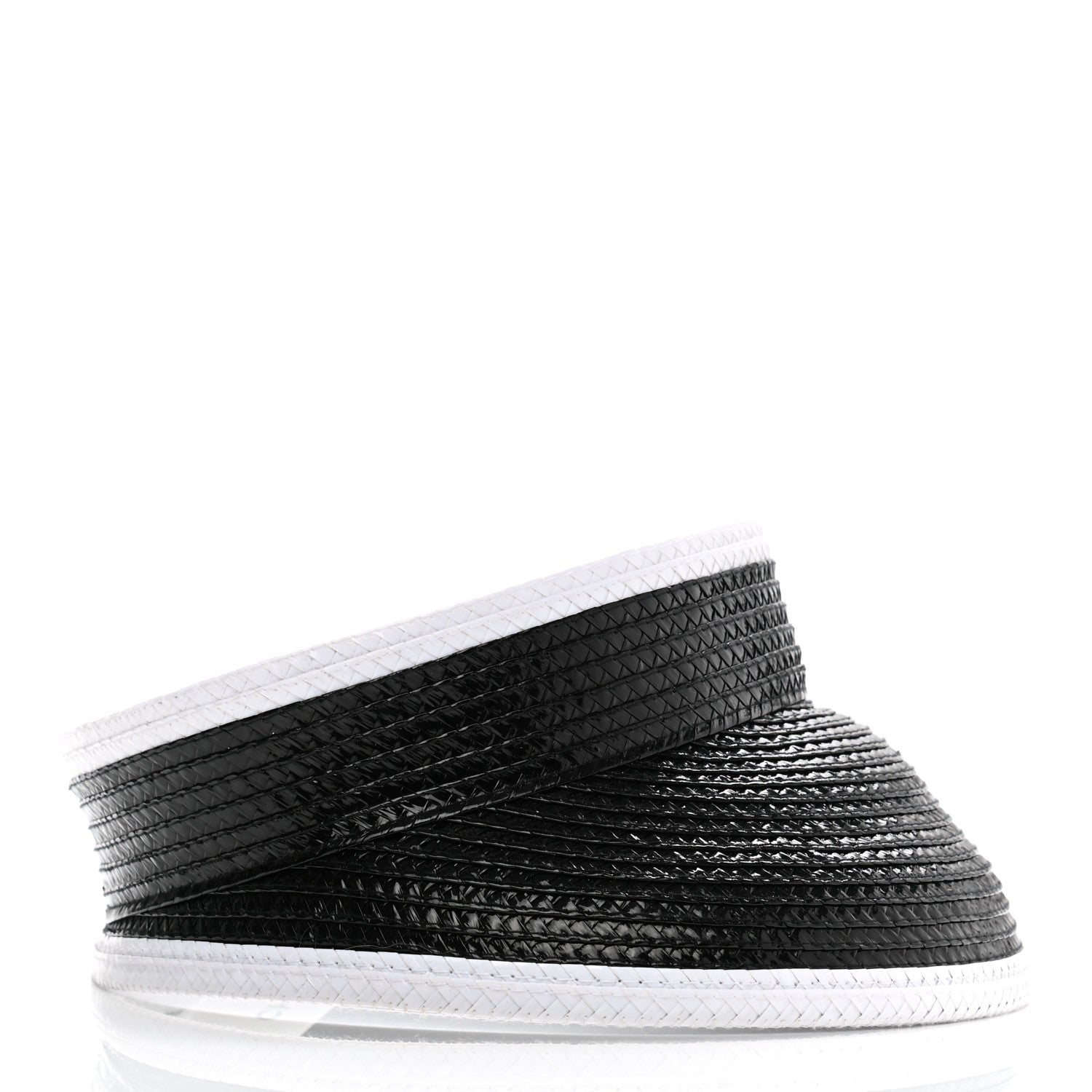 Chanel Straw Cotton CC Visor M Black White 5 of 9