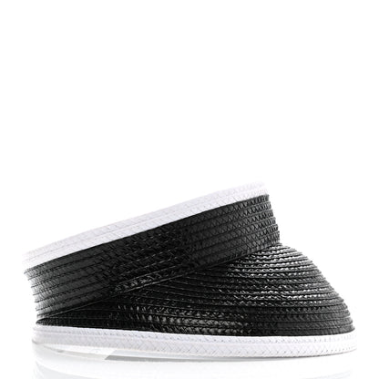 Chanel Straw Cotton CC Visor M Black White 5 of 9