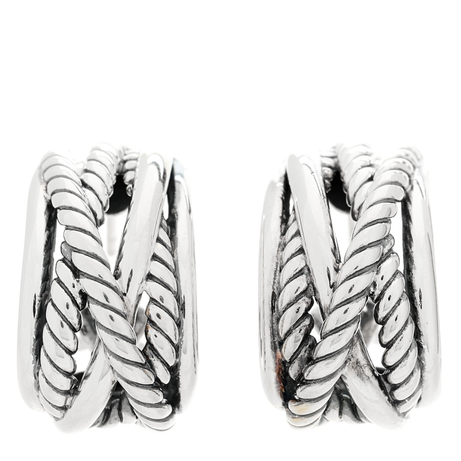 David Yurman Sterling Silver Crossover Shrimp Earrings 1 of 4