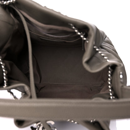 Chanel Caviar Flat Quilted CC Chain Bucket Drawstring Bag Khaki 5 of 10