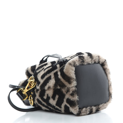Fendi Shearling F is Fendi Macro FF 1974 Diagonal Mini Mon Tresor Bucket Bag Dove Black 4 of 13