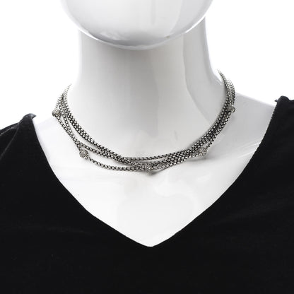 David Yurman Sterling Silver 18K Yellow Gold Diamond Four-Row Ball Necklace 2 of 7