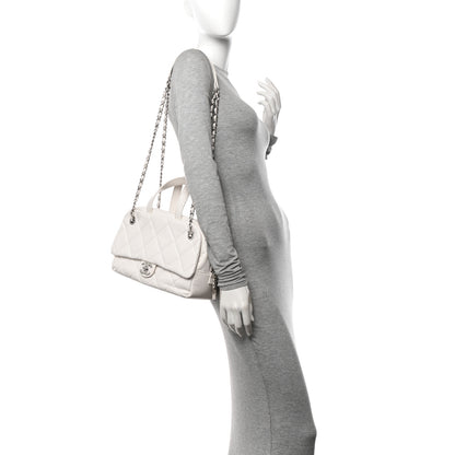 Chanel Aged Calfskin Quilted Small Express Bowling Bag White 2 of 11