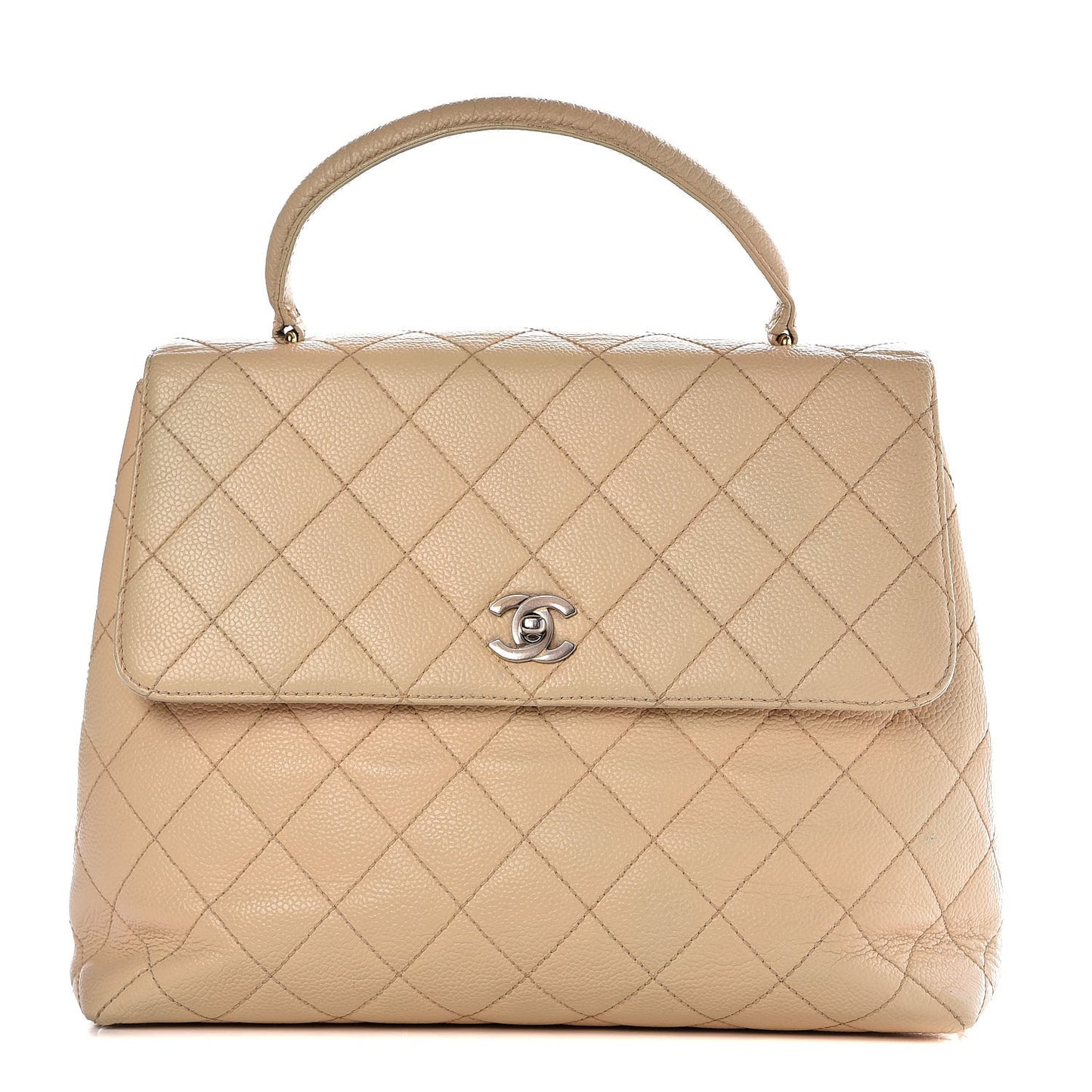 Caviar Quilted Jumbo Kelly Flap Beige Clair