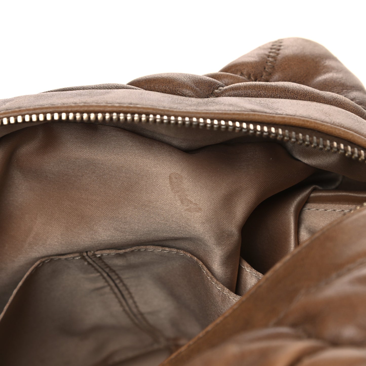 Calfskin Bubble Quilt Bowler Brown