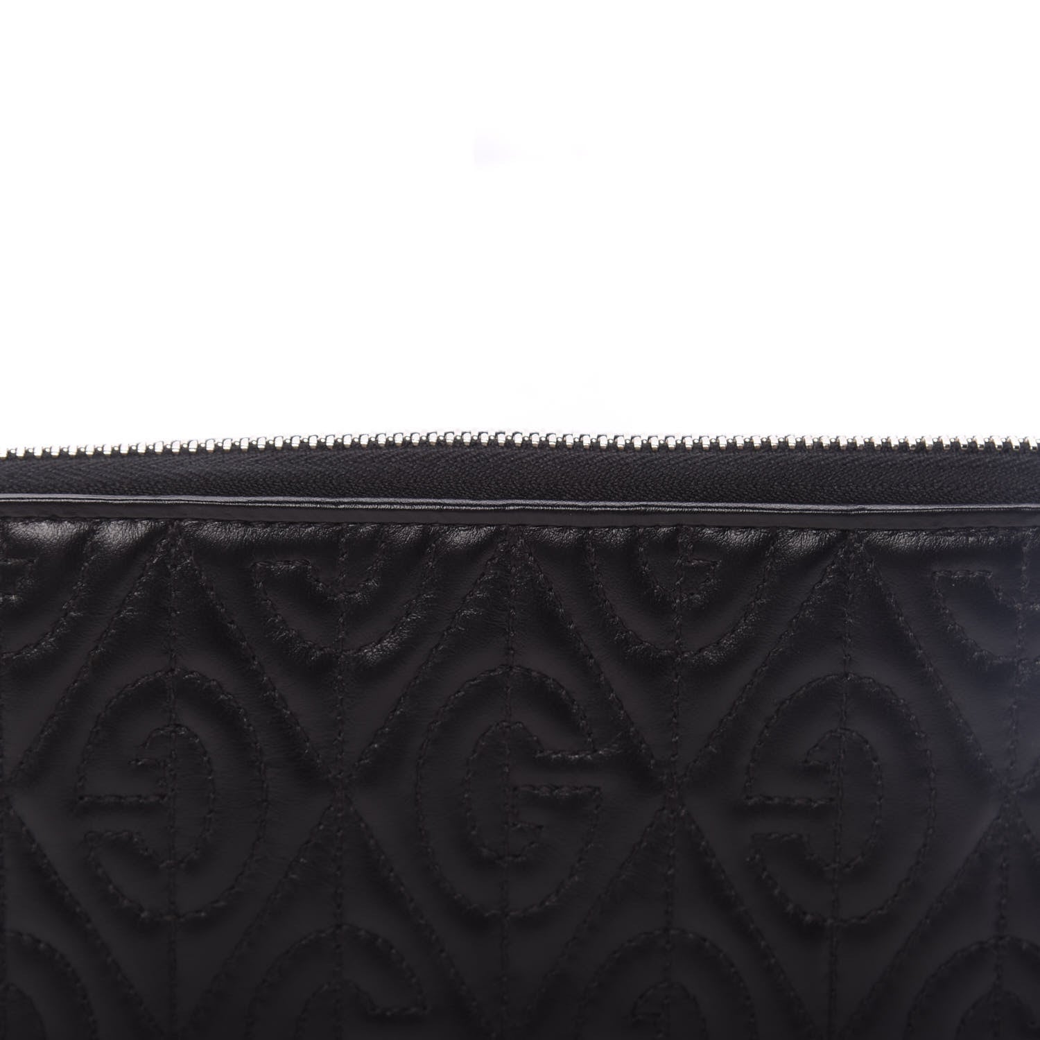 Gucci Calfskin G Rhombus Quilted Zip Around Wallet Black 7 of 9