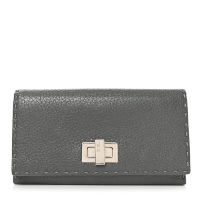 Fendi Cuoio Romano Selleria Peekaboo Continental Wallet Asfalto 1 of 7