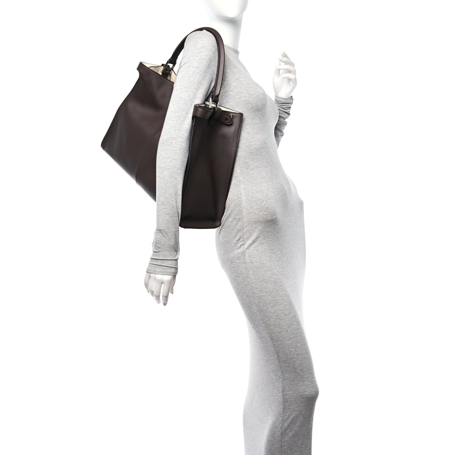 Fendi Vitello Seta Glazed Fabric FF 1974 Large Peekaboo X-Lite Maya 2 of 12