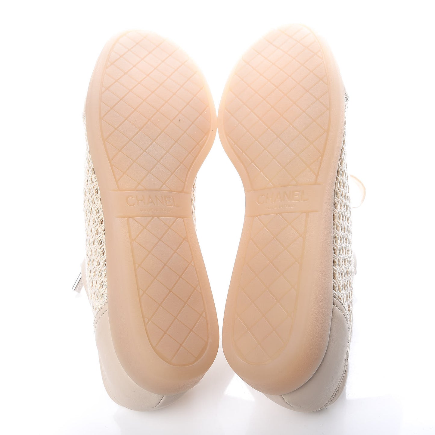 Mesh Lambskin Low Top Sneakers 40 Beige