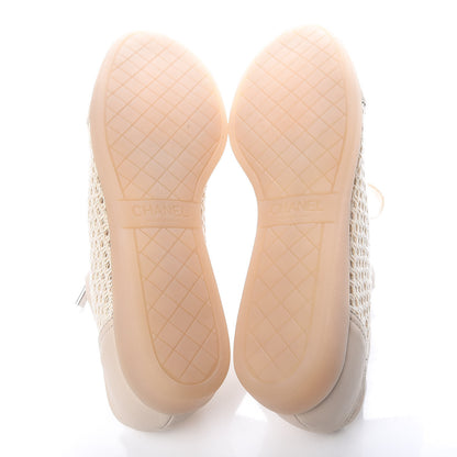 Chanel Mesh Lambskin Low Top Sneakers 40 Beige 5 of 6