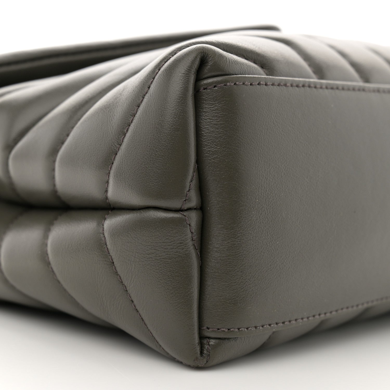 Saint Laurent Calfskin Y Quilted Monogram Small Loulou Chain Satchel Olive 9 of 14