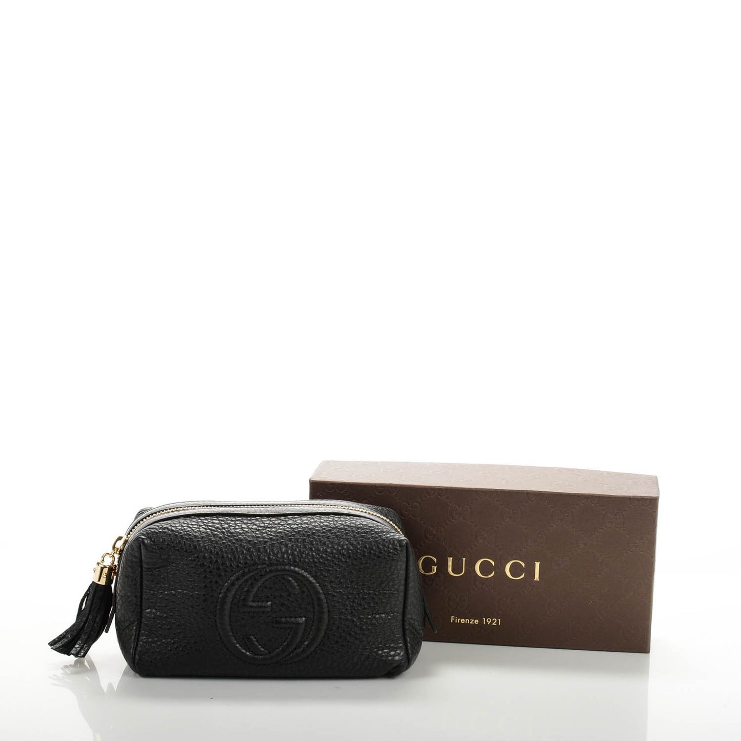 Pebbled Calfskin Soho Medium Cosmetic Case Black