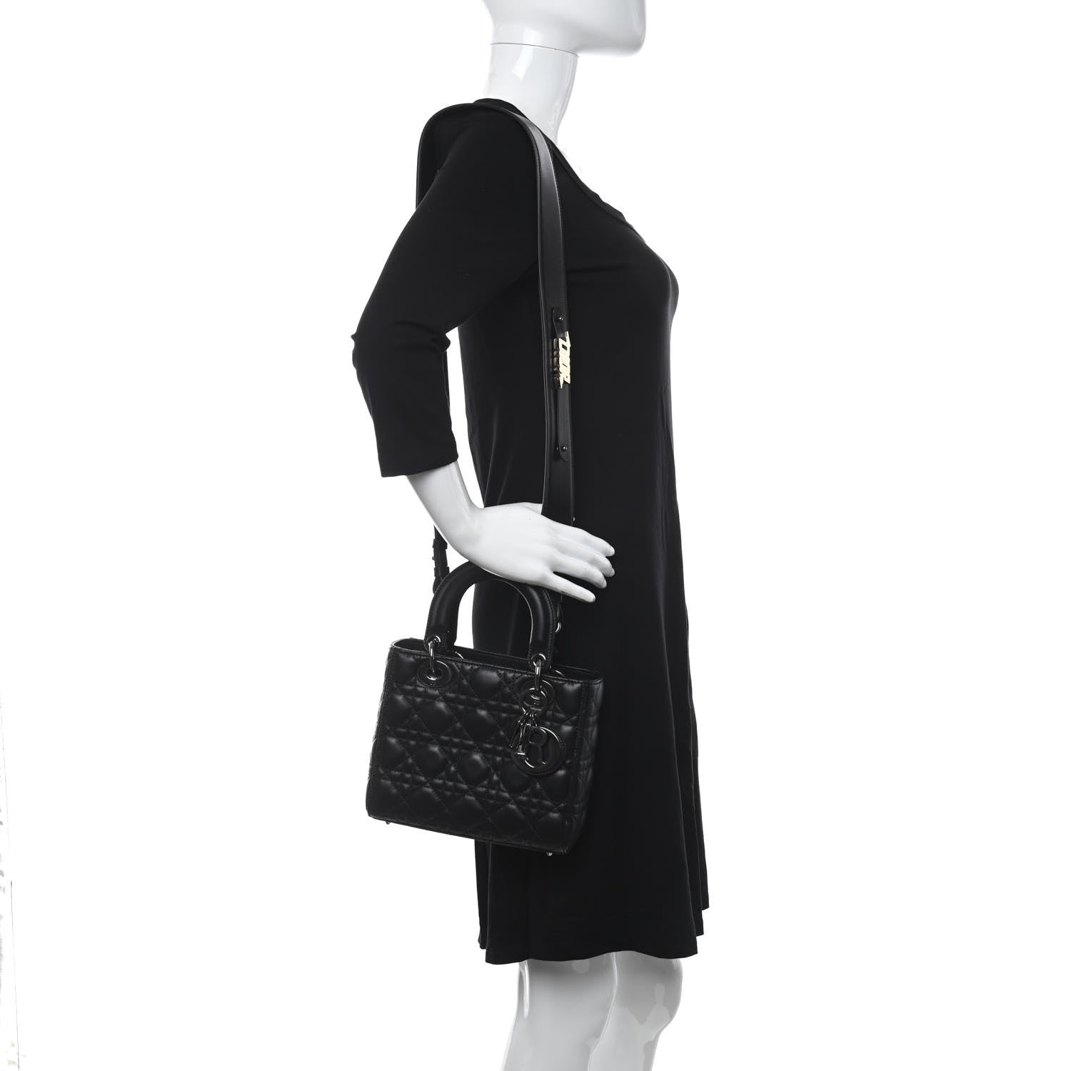 Christian Dior Lambskin Cannage Small My ABCDior Lady Dior Black 2 of 9