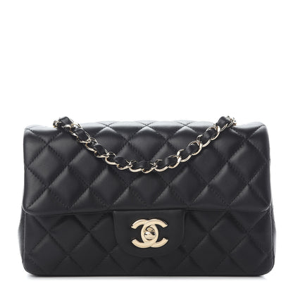 Chanel Lambskin Quilted Mini Rectangular Flap Black 1 of 9