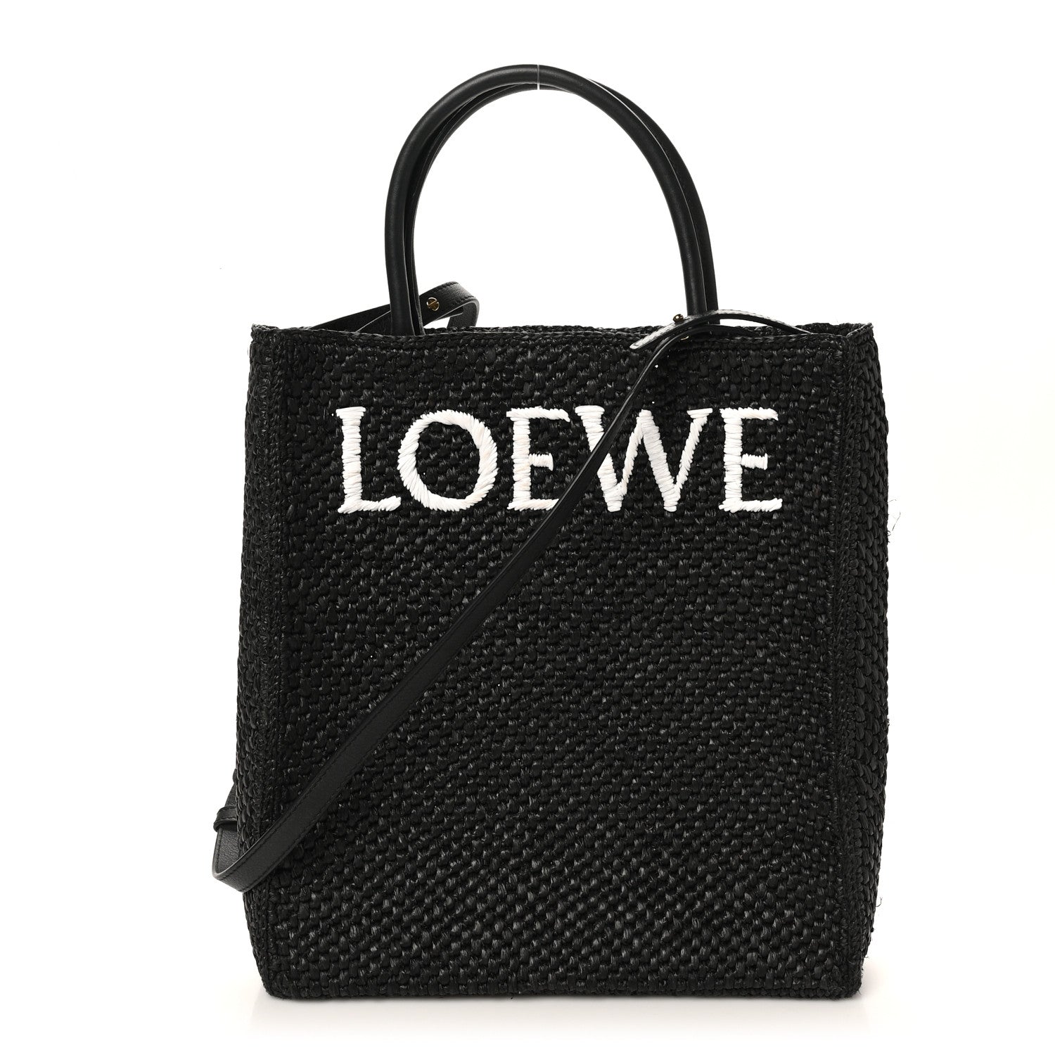 Loewe Raffia Calfskin Standard A4 Tote Bag Black 1 of 9