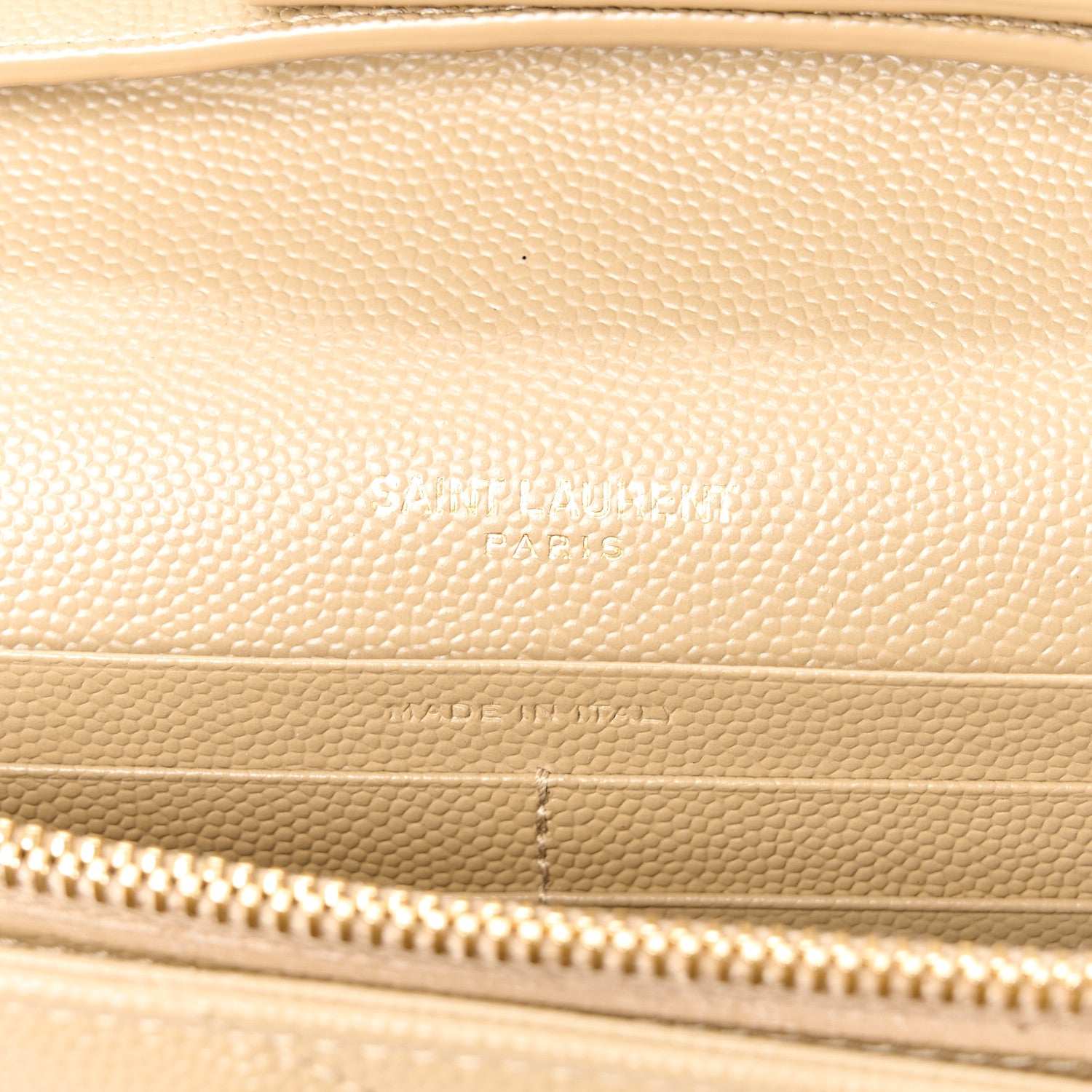 Saint Laurent Grain De Poudre Matelasse Chevron Monogram Chain Wallet Dark Latte 7 of 13