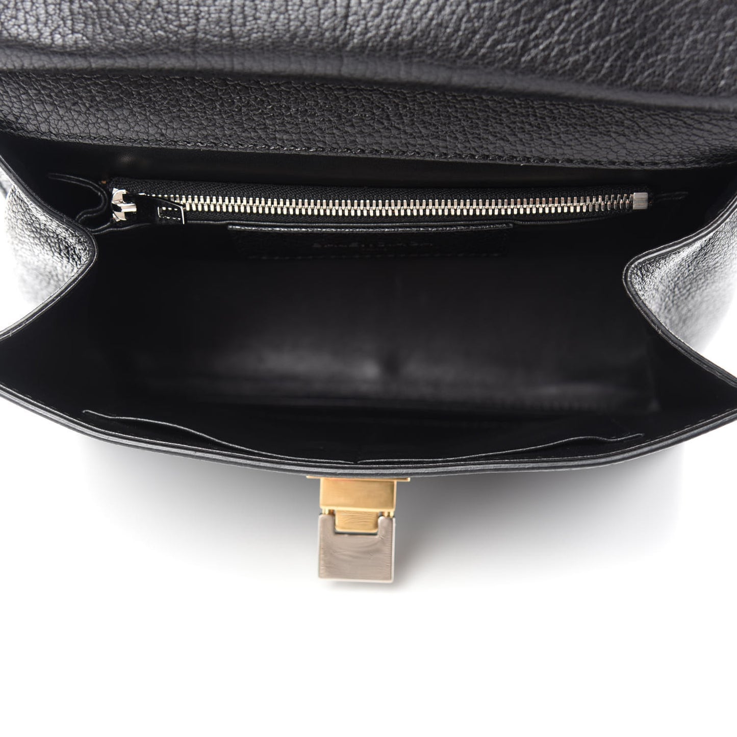 Calfskin Ostrich Trimmed Le Dix Cartable S Bag Black
