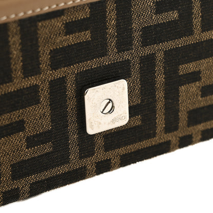 Fendi Recycled Fabric Jacquard Vitello King FF 1974 Baguette Soft Trunk Phone Pouch Tobacco Moro Sand 13 of 13