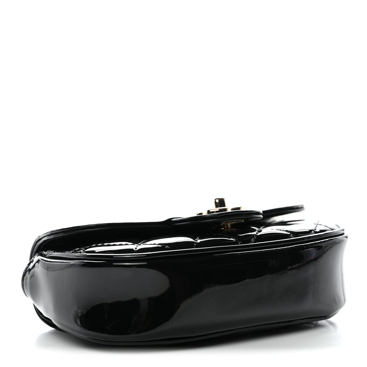 Patent Calfskin Quilted Mini Flap Black