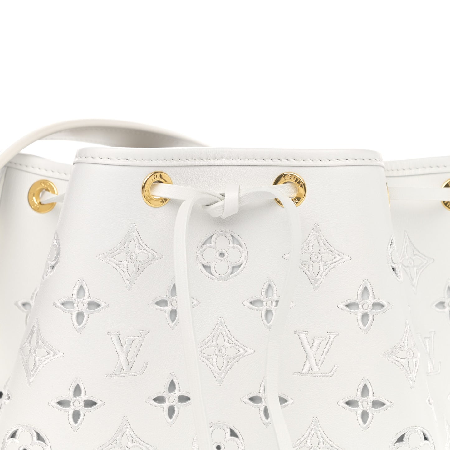Calfskin Monogram Cutout Petit Noe White