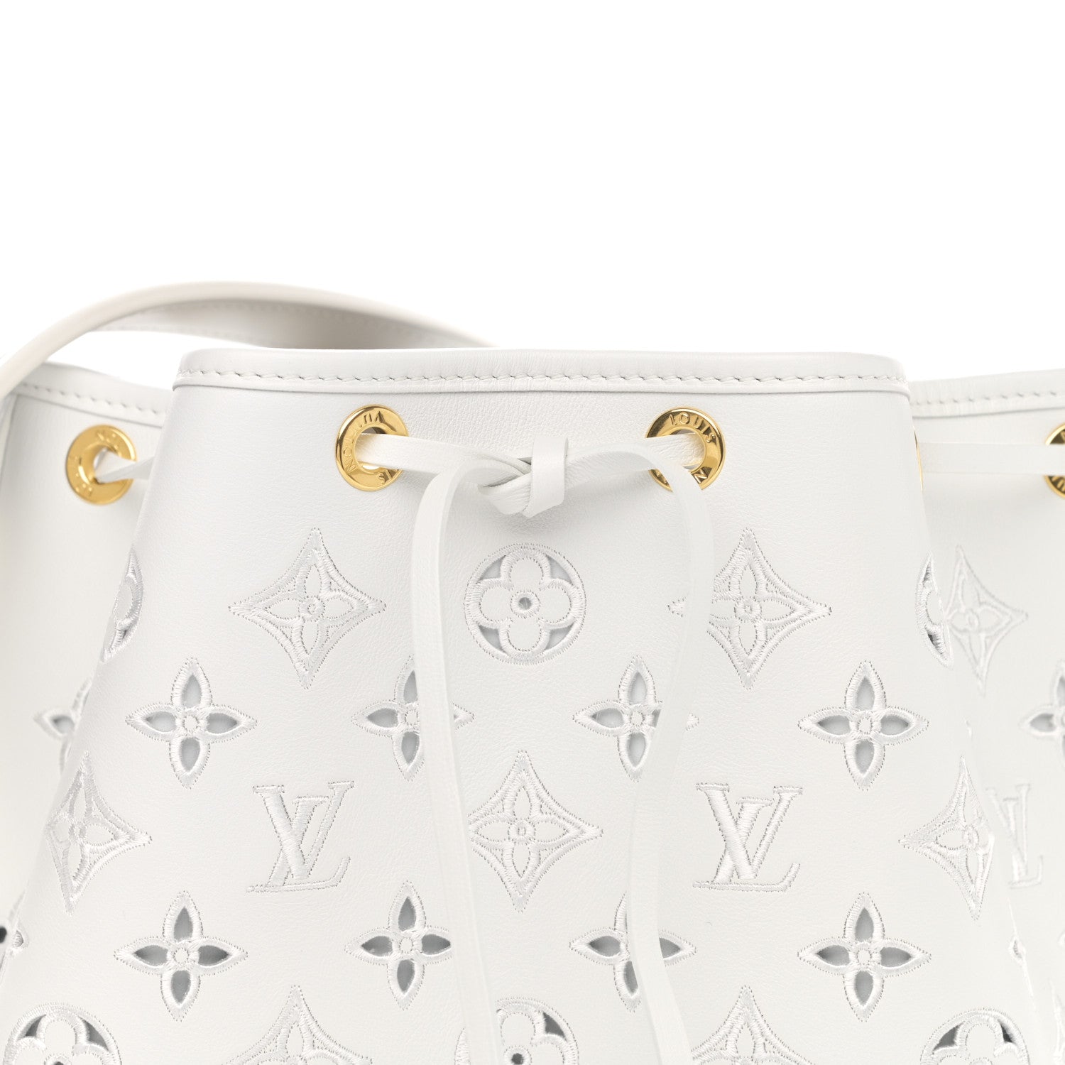Louis Vuitton Calfskin Monogram Cutout Petit Noe White 8 of 10