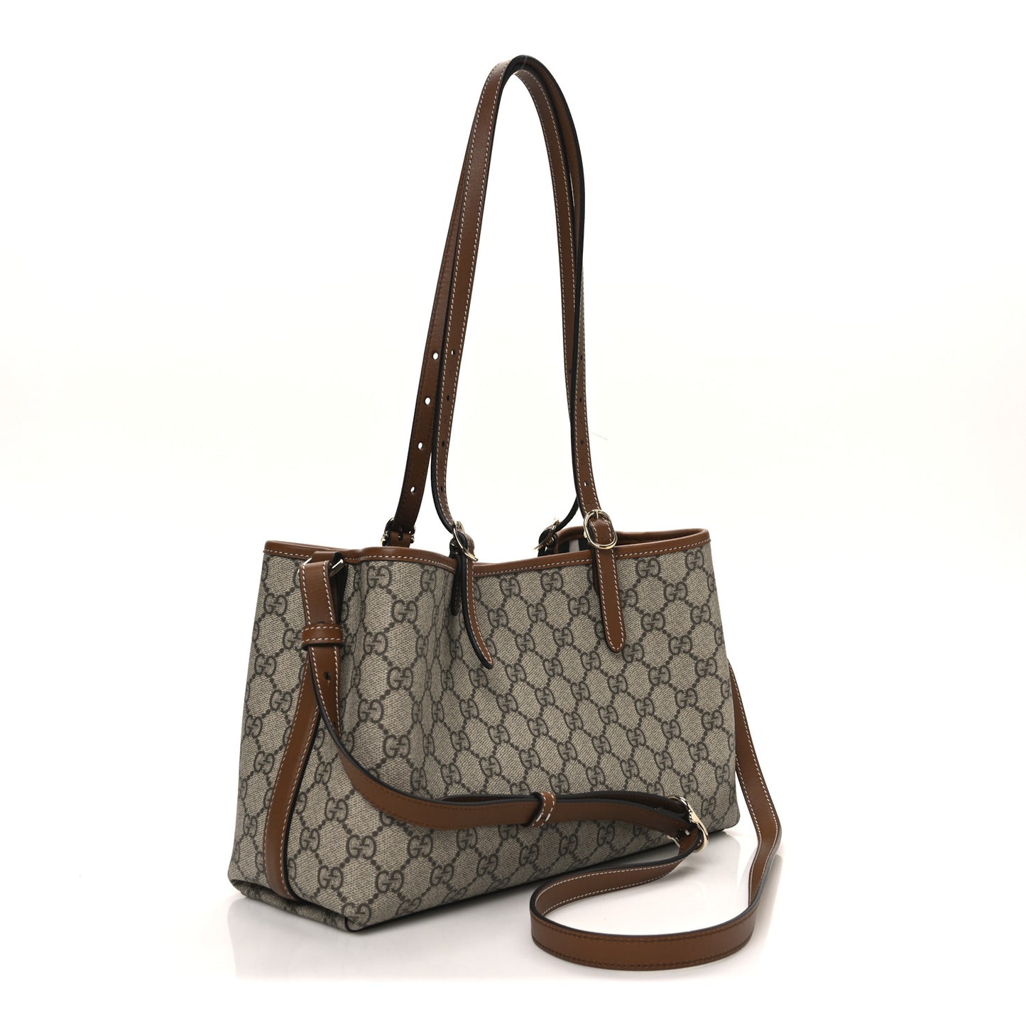 GG Supreme Monogram Emblem Medium Tote Bag Beige Dark Brown