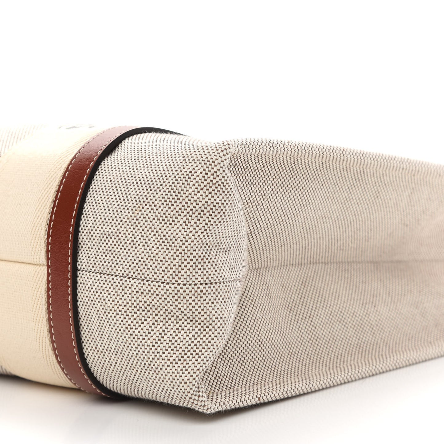 Cotton Calfskin Medium Woody Ribbon Tote White Brown
