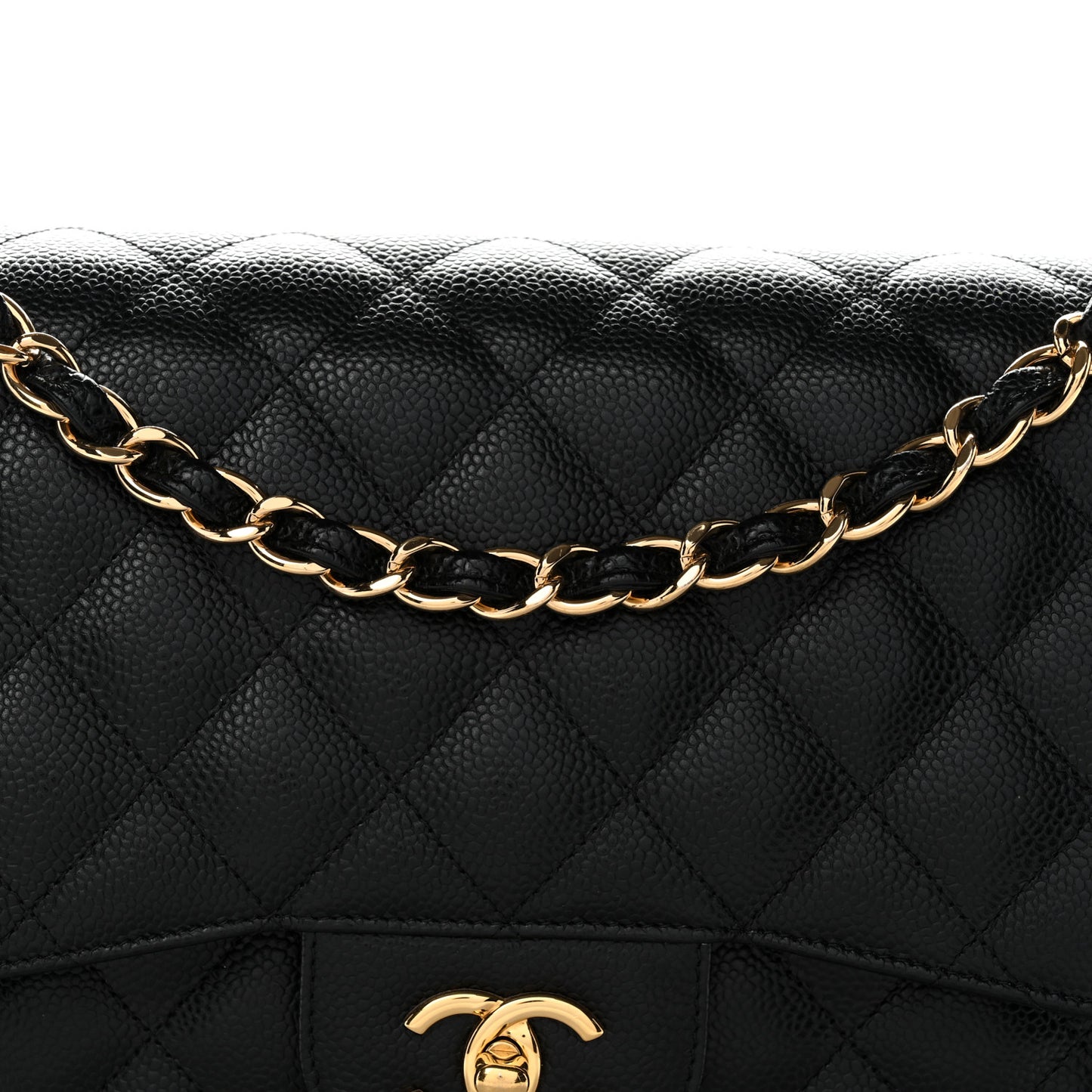 Caviar Quilted Jumbo Double Flap Black