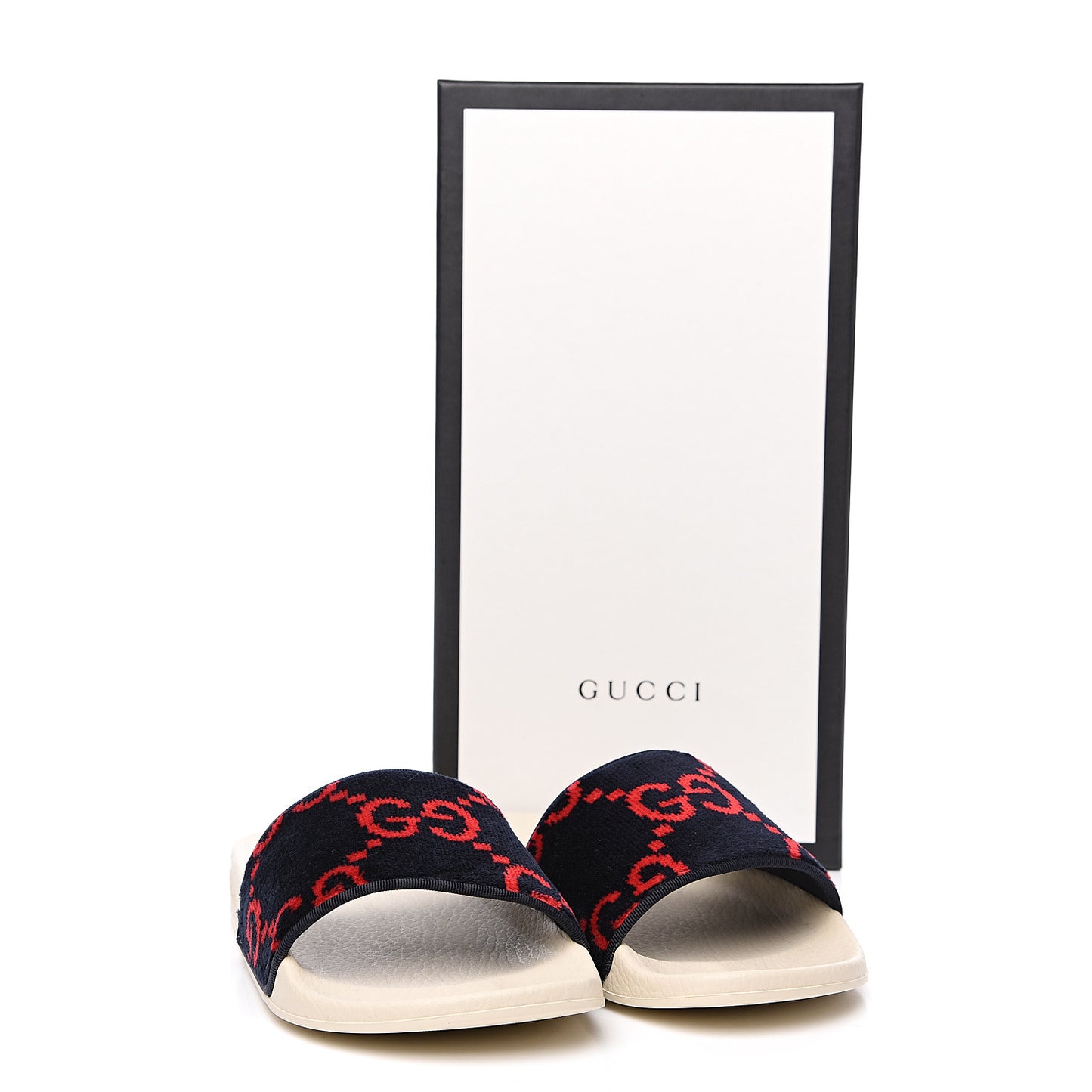 Terry Cloth GG Monogram Slide Sandals 38 Blue Red
