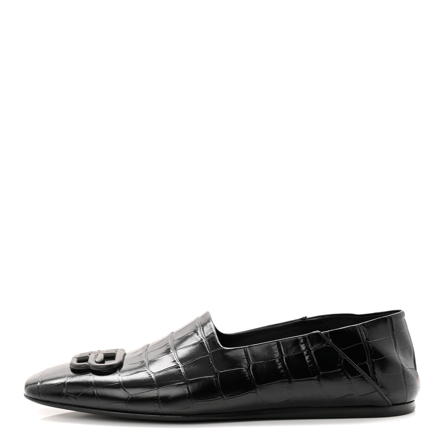 Balenciaga Calfskin Crocodile Embossed Cozy BB Loafer 39 Black 1 of 9