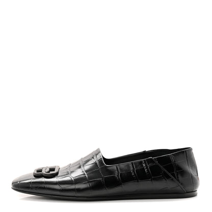 Balenciaga Calfskin Crocodile Embossed Cozy BB Loafer 39 Black 1 of 9
