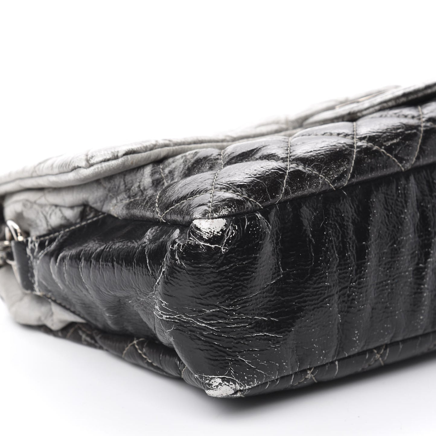 Vinyl Quilted Jumbo Melrose Degrade Flap Black