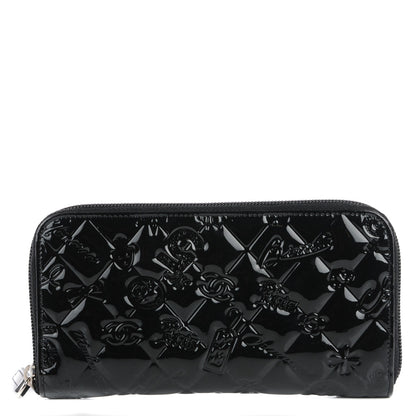 Chanel Patent Calfskin Lucky Symbols Zip Around Wallet Black 1 of 8