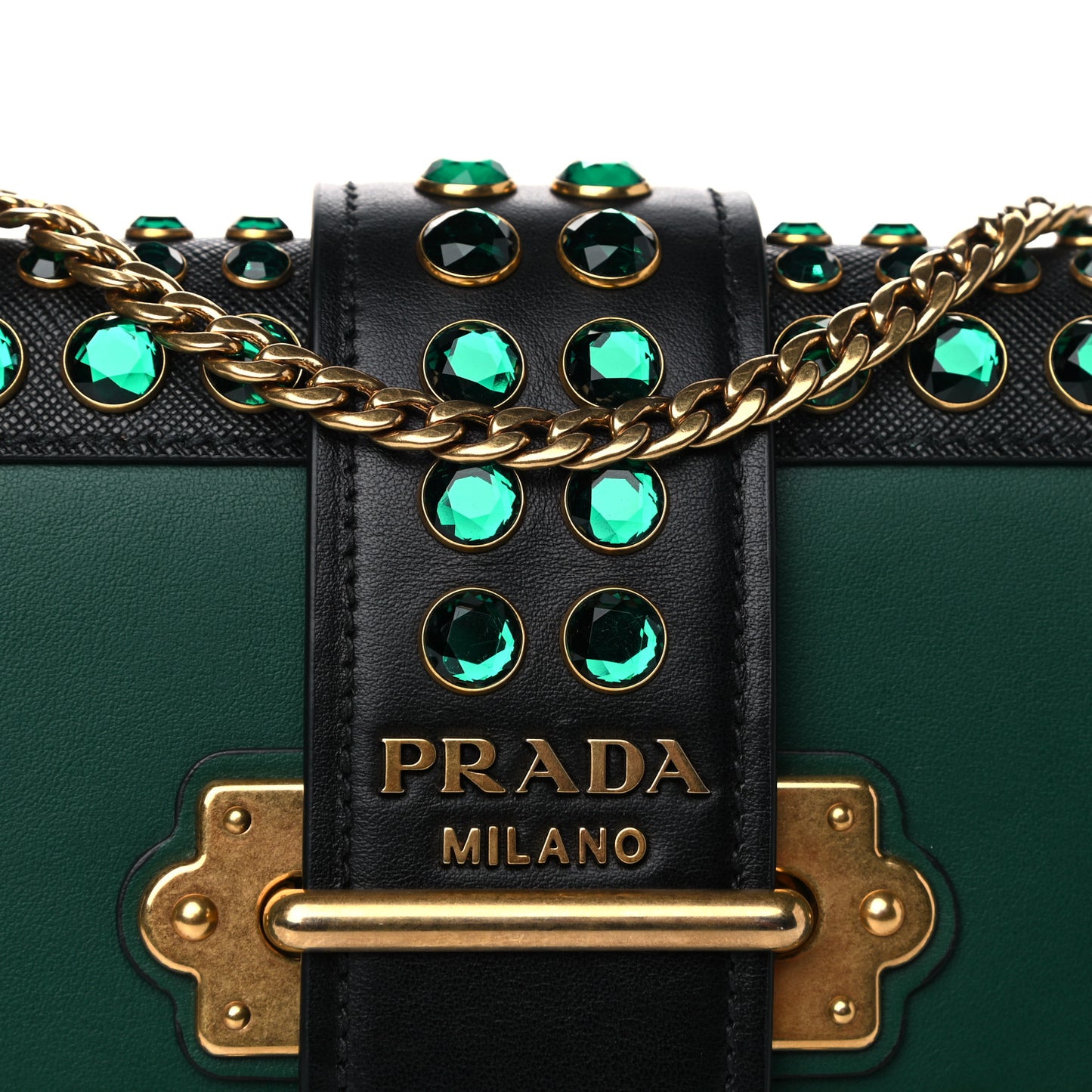Saffiano City Calf Crystal Cahier Belt Bag Biliardo Black