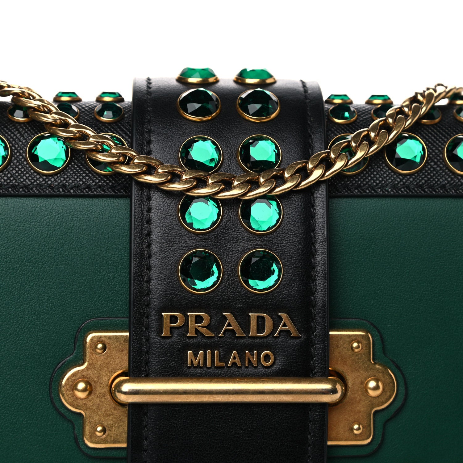 Prada Saffiano City Calf Crystal Cahier Belt Bag Biliardo Black 9 of 13