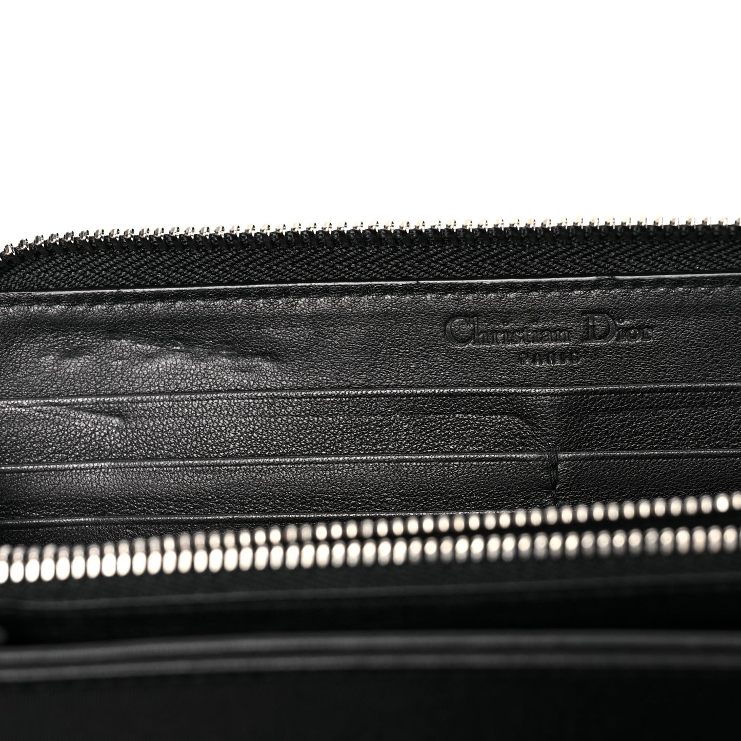 Patent Cannage Lady Dior Continental Zip Wallet Black