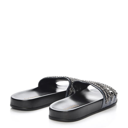 Chanel Lambskin Chain Flat Sandals 41 Dark Blue 4 of 8