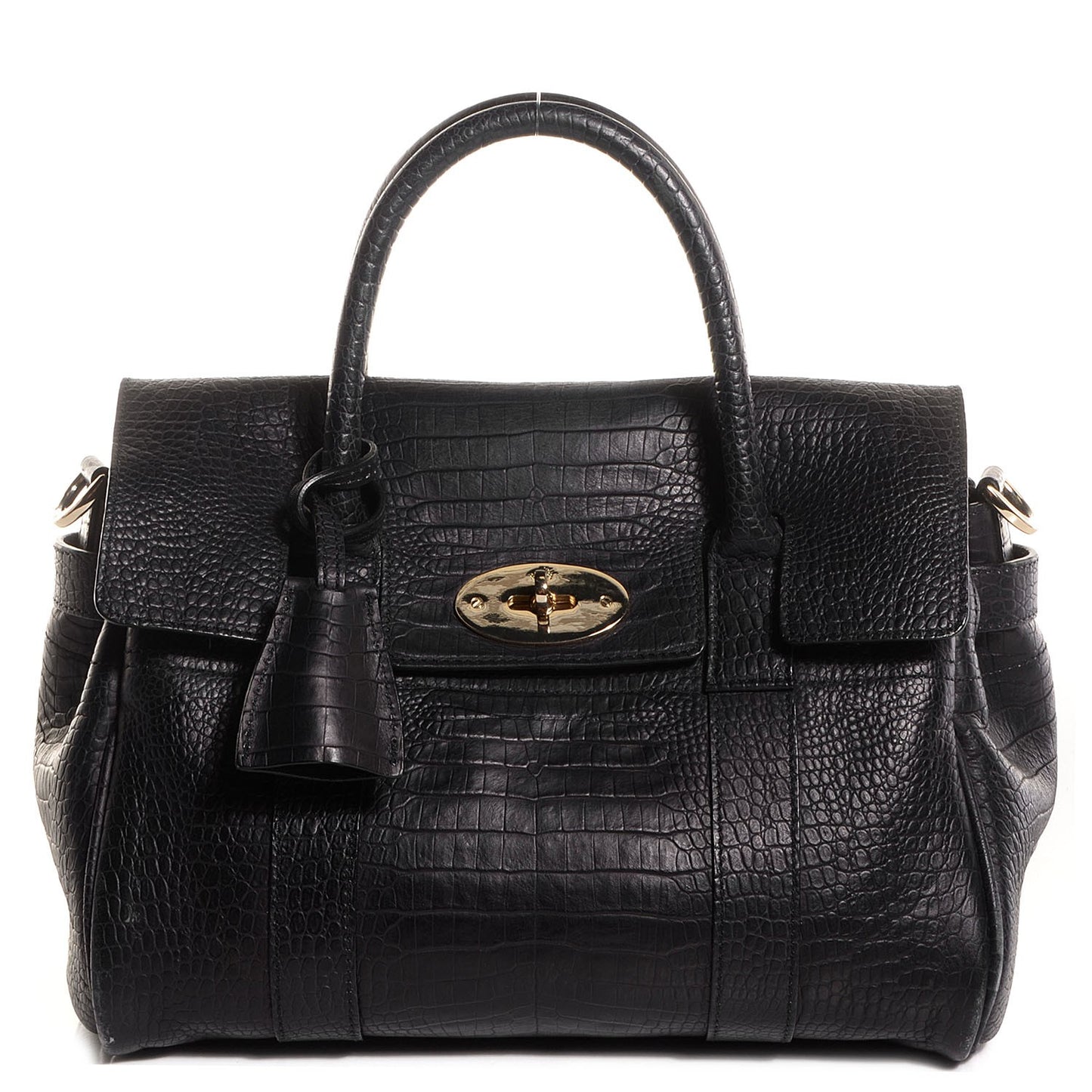 Mini Croc Print Small Bayswater Satchel Black