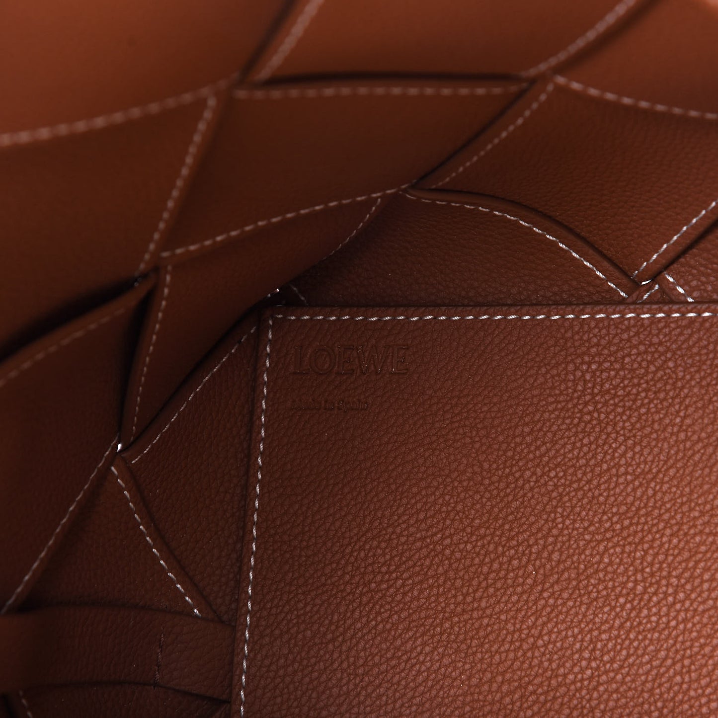 Soft Grained Calfskin Woven Basket Bag Tan