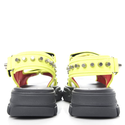 Gucci Technical Canvas Calfskin Studded Mens Aguru Sandals 8 Neon Yellow 7 of 11