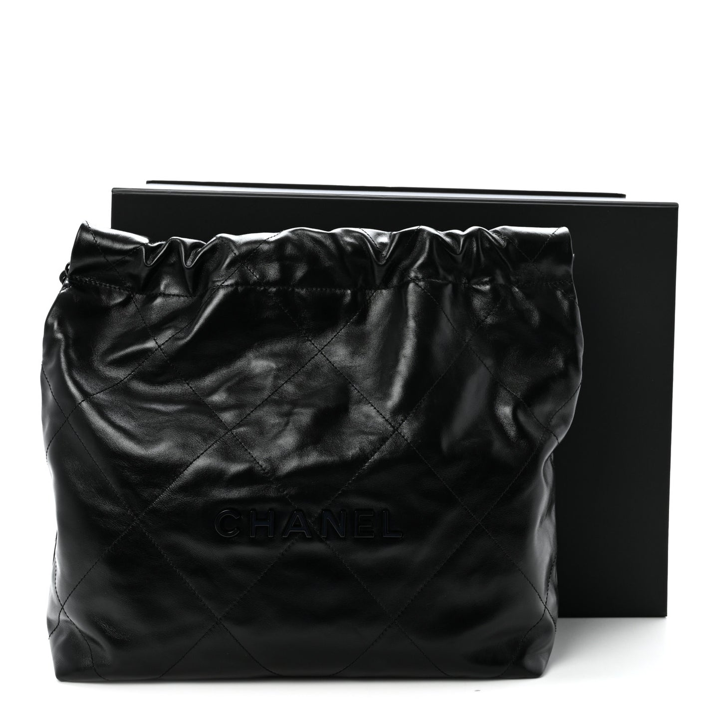 Shiny Calfskin Quilted Small Chanel 22 So Black