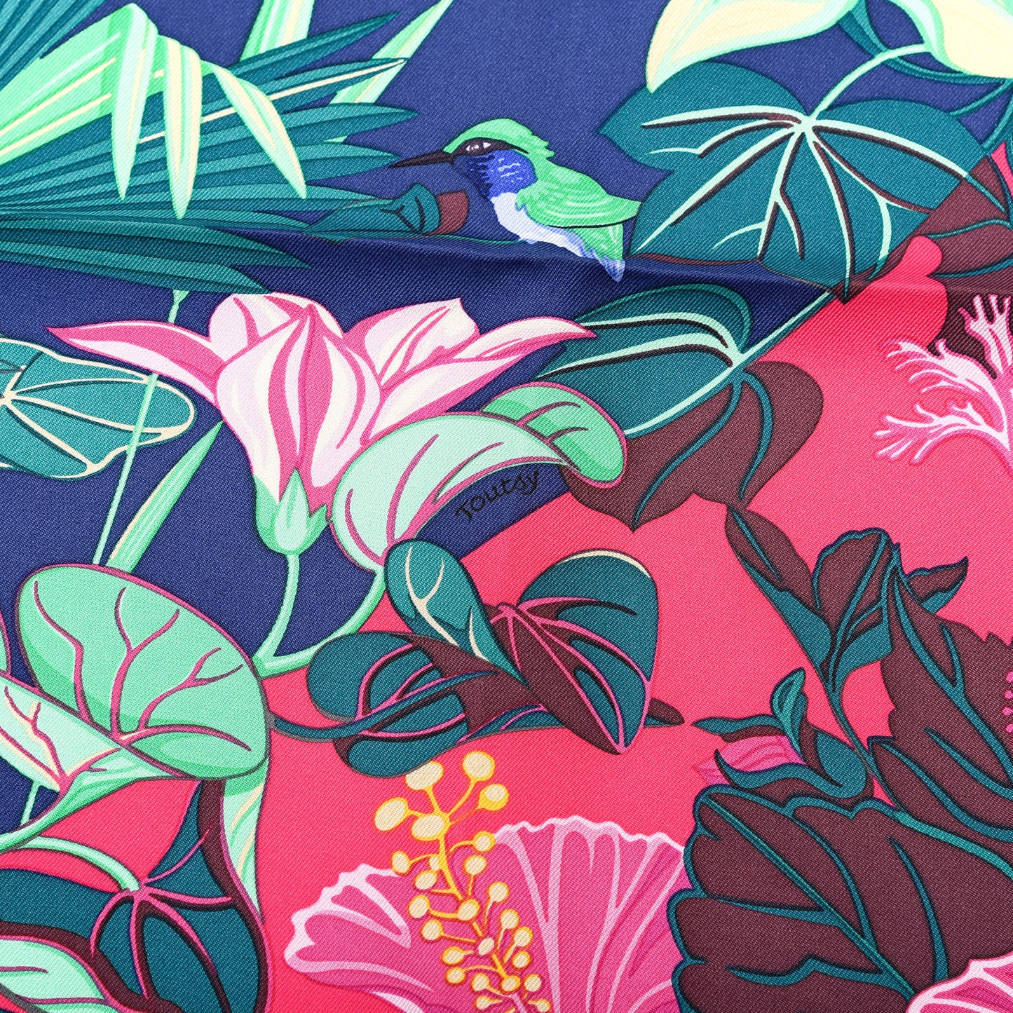 Silk Tatouage Flamingo Party Scarf 90