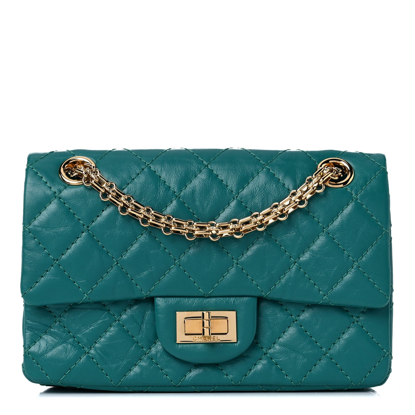 Aged Calfskin Quilted 2.55 Reissue Mini Flap Green
