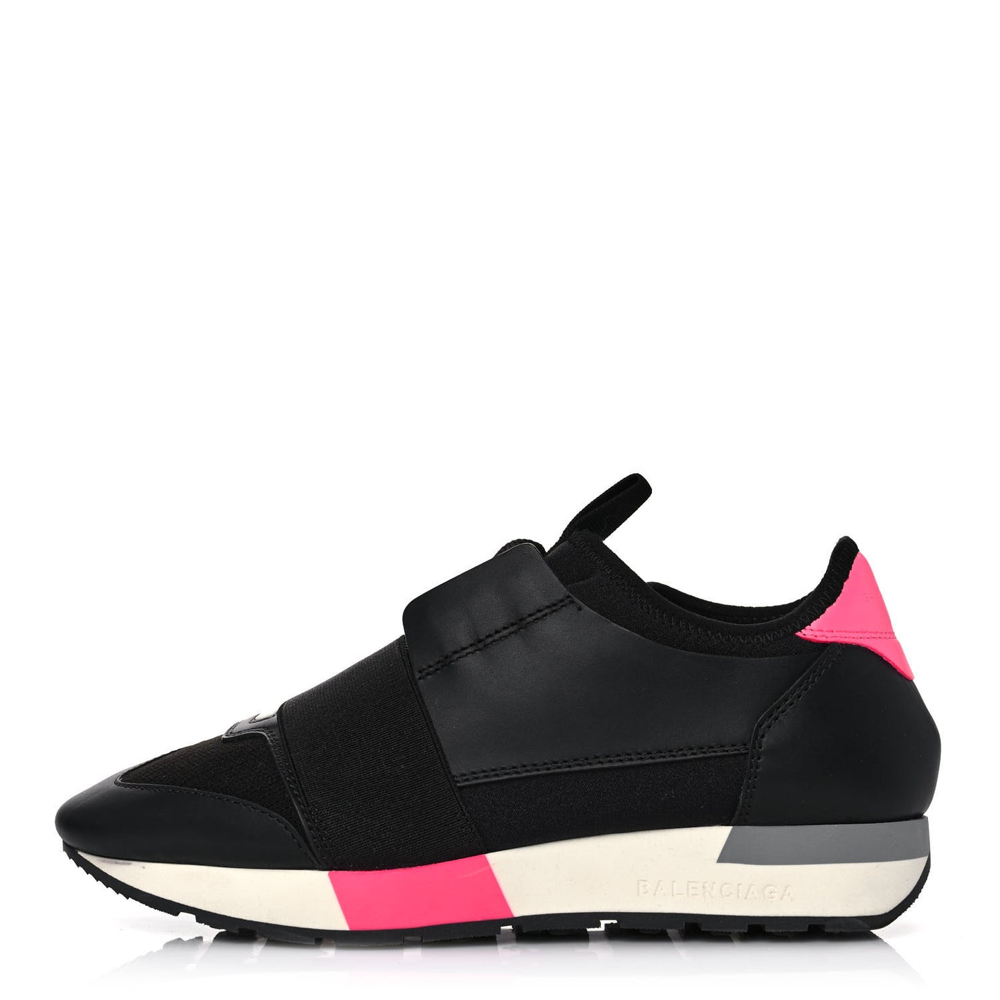 Mesh Calfskin Neoprene Womens Race Runner Sneakers 36 Black Rose Fluo
